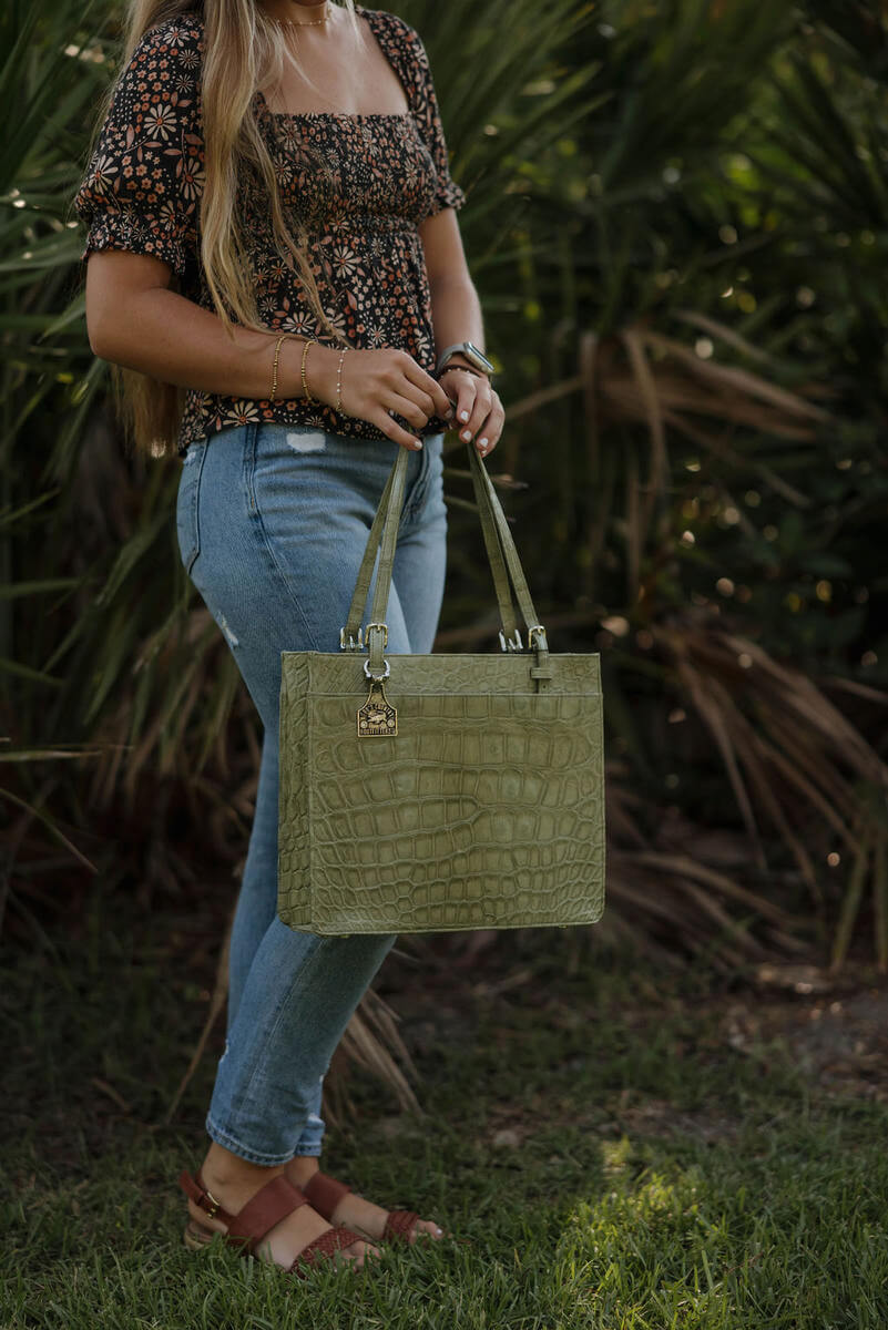 Sage Green Square Tote 10