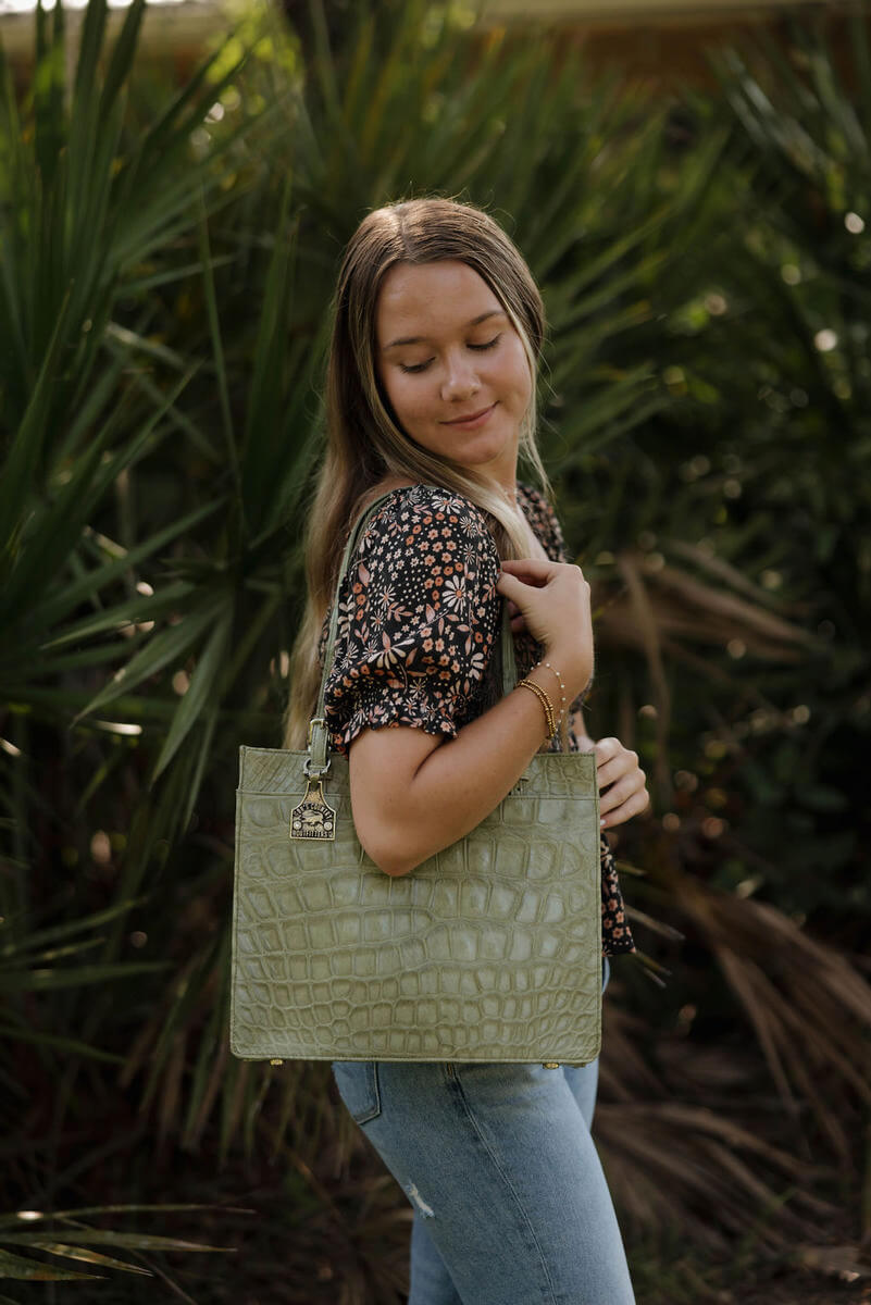 Sage Green Square Tote 3